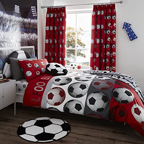 Catherine Lansfield Football 135x200 Duvet Cover and 1 80x80 Pillowcase Red von Catherine Lansfield
