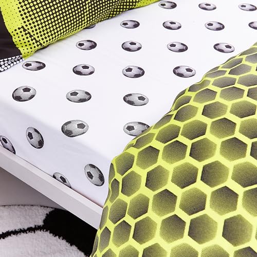 Catherine Lansfield Kinder-Spannbetttuch, Fußball-Doppelbett, Schwarz/Weiß von Catherine Lansfield