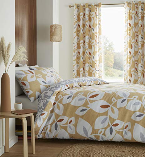 Catherine Lansfield Inga Leaf Bettwäsche-Set, 52% Polyester, 48% Baumwolle, Gold, King Size von Catherine Lansfield