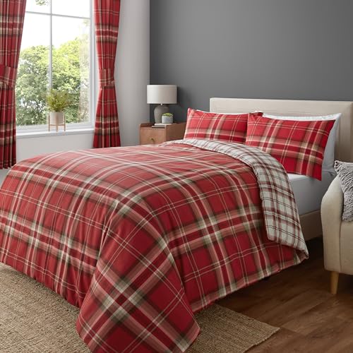 Catherine Lansfield Kelso Cotton Rich Double Duvet Set Red , 3 Stück von Catherine Lansfield