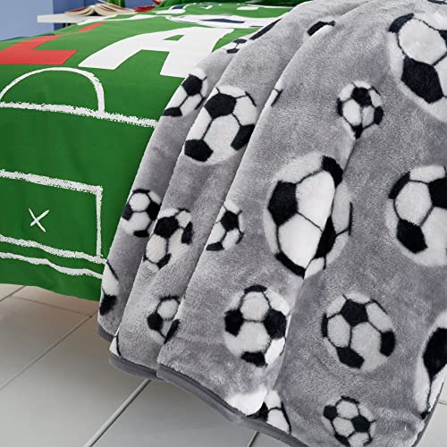 Catherine Lansfield Kuschelige Fußball-Fleecedecke für Kinder, 120 x 150 cm, Grau von Catherine Lansfield