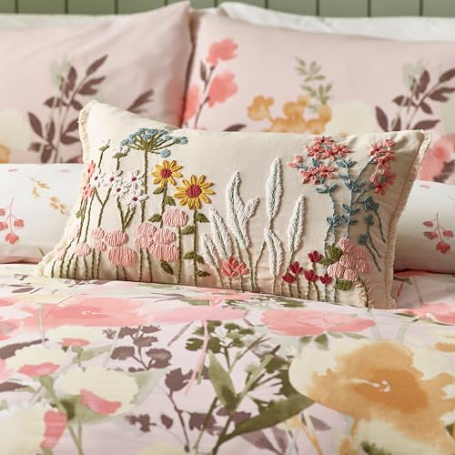 Catherine Lansfield Kissen mit Blumenverzierung, 30 x 40 cm, Natur von Catherine Lansfield