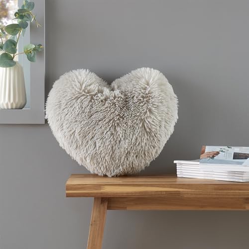 Catherine Lansfield Cuddly Heart Gefülltes Kissen, Polyester, Silbergrau, 1 Stück (1er Pack) von Catherine Lansfield