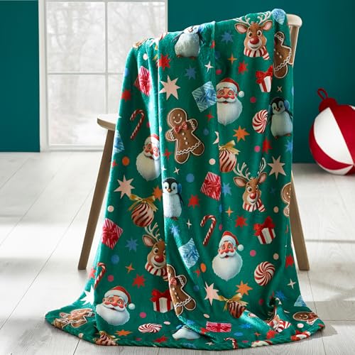 Catherine Lansfield Kuschelige Fleece-Decke mit weihnachtlichen Symbolen, 130 x 170 cm, Grün Catherine Lansfield Kuschelige Fleece-Decke mit weihnachtlichen Symbolen, 130 x 170 cm, Grün von Catherine Lansfield