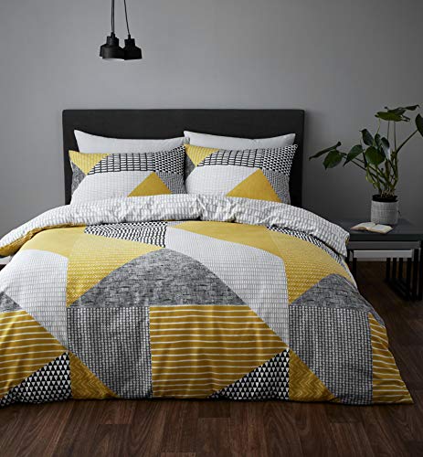 Catherine Lansfield Larsson Geo 135 x 200 cm Duvet Cover and 1 80x80 cm Pillowcase Ochre von Catherine Lansfield