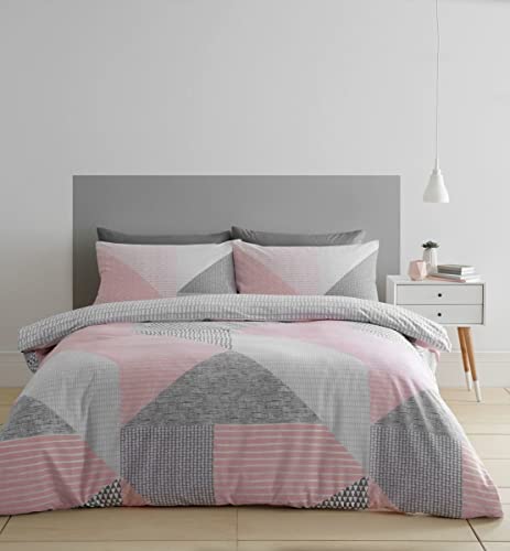 Catherine Lansfield Larsson Geo Easy Care Double Duvet Set Pink von Catherine Lansfield