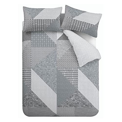 Catherine Lansfield Larsson Geo Easy Care Double Duvet Set Grey von Catherine Lansfield