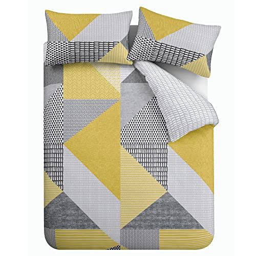 Catherine Lansfield Larsson Geo Easy Care Double Duvet Set Ochre von Catherine Lansfield