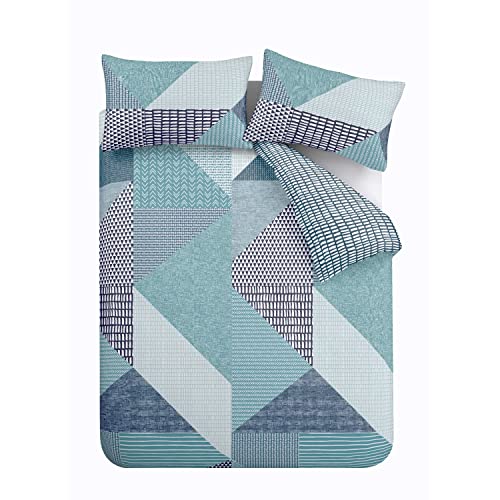 Catherine Lansfield Larsson Geo Easy Care Single Duvet Set Teal von Catherine Lansfield