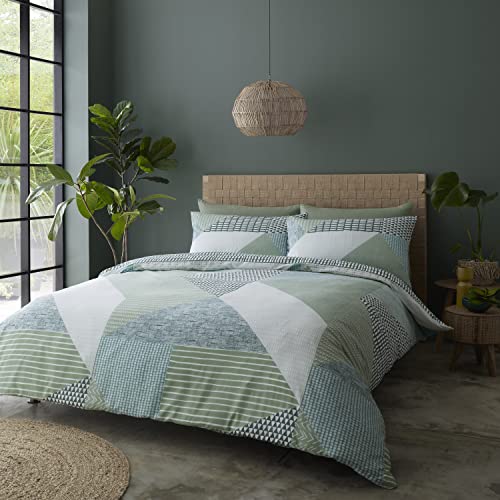 Catherine Lansfield Larsson Geo 135x200 Duvet Cover and 1 80x80 Pillowcase Green von Catherine Lansfield