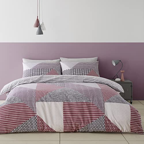 Catherine Lansfield Larsson Geo 155x220 Duvet Cover and 1 80x80 Pillowcase Plum von Catherine Lansfield