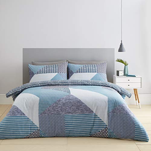 Catherine Lansfield Larsson Geo 155x220 Duvet Cover and 1 80x80 Pillowcase Teal von Catherine Lansfield