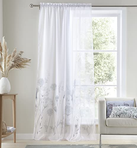 Catherine Lansfield Meadowsweet Voile-Vorhang, Blumenmuster, 140 x 183 cm, Weiß von Catherine Lansfield