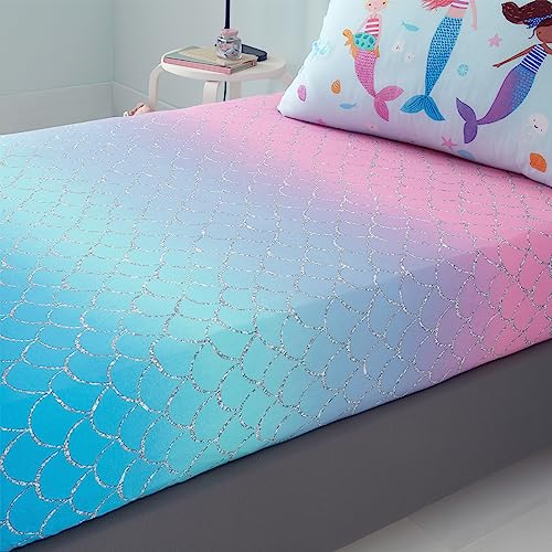 Catherine Lansfield Mermaid Ombre Spannbettlaken für Einzelbett, Rosa von Catherine Lansfield