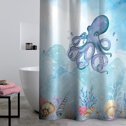 Catherine Lansfield Octopus Duschvorhang, 180 x 180 cm, Blau von Catherine Lansfield