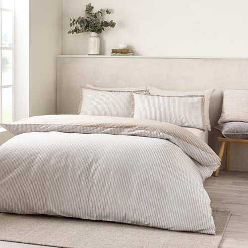 Catherine Lansfield Oxford Nadelstreifen-Bettwäsche-Set mit Kissenbezügen, wendbar, für Super-King-Size-Bett, Natur Catherine Lansfield Oxford Nadelstreifen-Bettwäsche-Set mit Kissenbezügen, wendbar, für Super-King-Size-Bett, Natur von Catherine Lansfield