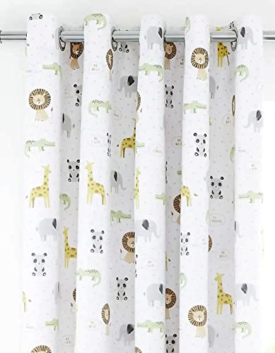 Catherine Lansfield Roarsome Animals Vorhänge, 52% Polyester, 48% Baumwolle, Natur, W 66" x L 72" (1 Panels) von Catherine Lansfield