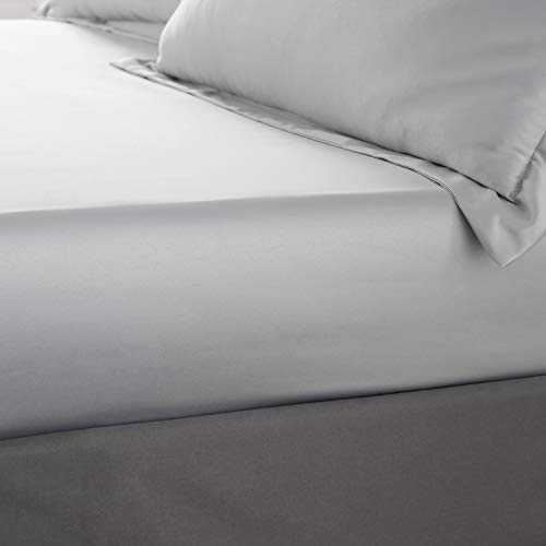 Catherine Lansfield Seidig weicher Satin Spannbettlaken, Polyester, Silbergrau, Super King Fitted Sheet von Catherine Lansfield