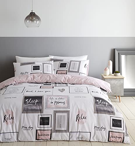 Catherine Lansfield Sleep Dreams Bettwäsche-Set für Einzelbetten, Polyester, Blush von Catherine Lansfield