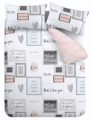 Catherine Lansfield Sleep Dreams Wende-Bettwäsche-Set für King-Size-Betten mit Kissenbezug, Blush Pink von Catherine Lansfield