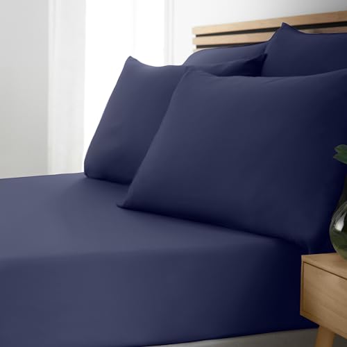 Catherine Lansfield So Soft Easy Iron Spannbettlaken für Super-Kingsize-Bett, Marineblau von Catherine Lansfield