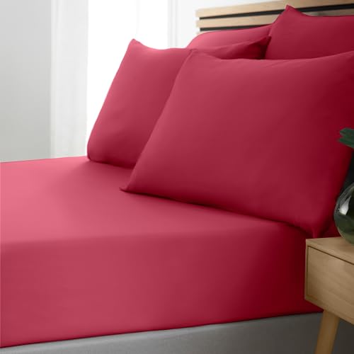 Catherine Lansfield So Soft Spannbettlaken für Doppelbett, bügelleicht, Hot Pink von Catherine Lansfield