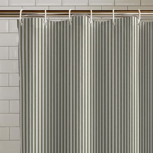 Catherine Lansfield Timeless Stripe Duschvorhang, 180 x 180 cm, Grün von Catherine Lansfield