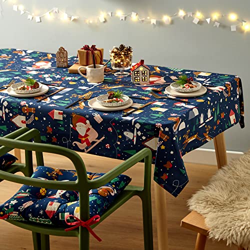 Catherine Lansfield Tischdecke, Weihnachtsmann, abwischbar, 132 x 178 cm, Marineblau von Catherine Lansfield