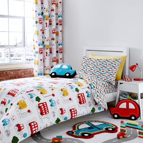 Catherine Lansfield Transport Bettbezug-Set 135 x 200 + 80 x 80 und 1 Spannbettlaken 90 x 200, White von Catherine Lansfield