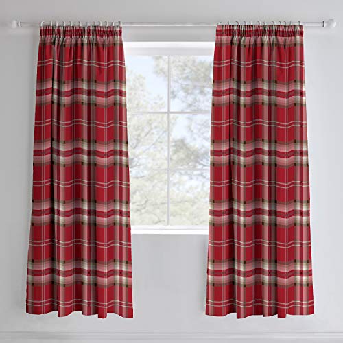 Catherine Lansfield Kelso Cotton Rich Pencil Pleat Curtains Red, 66x72 Inch von Catherine Lansfield