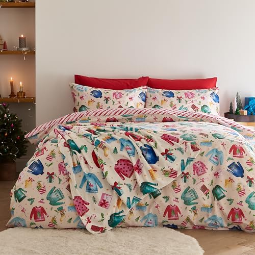 Catherine Lansfield Weihnachtliche Kuscheldecke, Fleece, 130 x 170 cm, cremefarben von Catherine Lansfield