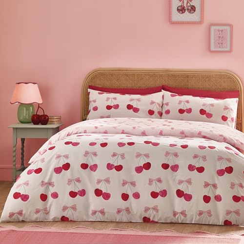 Catherine Lansfield Wende-Bettwäsche-Set mit Kissenbezügen, Kirschen und Schleifen, für King-Size-Bett, Rosa Catherine Lansfield Wende-Bettwäsche-Set mit Kissenbezügen, Kirschen und Schleifen, für King-Size-Bett, Rosa von Catherine Lansfield