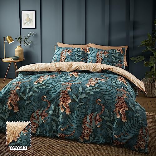 Catherine Lansfield Wende-Bettwäsche-Set mit Kissenbezügen, für Doppelbett, Motiv: Tropische Tigerblätter, Grün Catherine Lansfield Wende-Bettwäsche-Set mit Kissenbezügen, für Doppelbett, Motiv: Tropische Tigerblätter, Grün von Catherine Lansfield