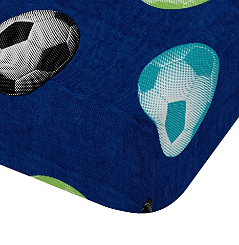 Catherine Lansfield Football Blue Spannbettlaken für 90 cm breite Betten (90 x 200 cm) von Catherine Lansfield