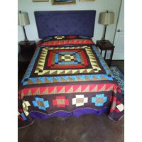 Bunter Patchwork Quilt Alle Baumwolle Queen Size Blockmuster Quilt, Scrap Bettdecke Bunter Patchwork Quilt Alle Baumwolle Queen Size Blockmuster Quilt, Scrap Bettdecke von CathisQuilts