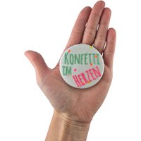 Button Aus Stoff „Konfetti Im Herzen" Ø59mm von CathisStickstuebchen