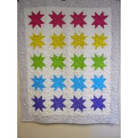 Baby Quilt, Handgemachte Helle Sterne Stern Quilt 42" X 52" von Cathithesewingaddict