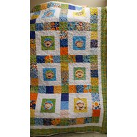 Handgemachte Affe Gesicht Quilt, Verspielt Maschine Gesteppt Jugend Quilt. 69" X 87" von Cathithesewingaddict