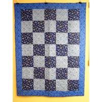 Lap Quilt, Überwurf Handgemachte Blue Floral 48" X 64" von Cathithesewingaddict