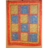 Olaf Quilt, Handgemachte Blau Und Orange Überwurf Jugend 50" X 64" von Cathithesewingaddict