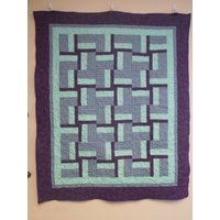 Handgemachter Gesteppter Windrad-Überwurf Rückseite Aus Violetter Und Blaugrüner Baumwolle von Cathithesewingaddict