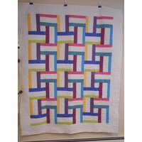 Quilt, Twin-Size-Steppdecke, Handgemachte Jugend-Quilt, Polka-Dot Gewebt Streifen Quilt 60 "x 76" von Cathithesewingaddict