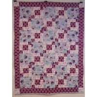 Überwurf Quilt, Lap Maroon Und Grauer Floral Block Grau Wurf 45" X 60" von Cathithesewingaddict