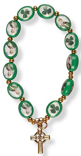 Glass Shamrock - Rosary Bracelet with Shamrock, St. Patrick Beads & Celtic Cross Bracelet. by Catholic Gift Shop Ltd von Catholic Gift Shop Ltd