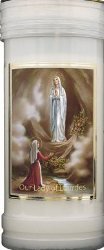 LOURDES Marienerscheinung Stumpenkerze/Grabkerze/Gebetzkerze von Catholic Gift Shop Ltd