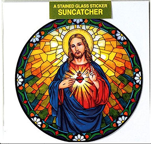 Sacred Heart of Jesus Fenster Aufkleber – Sun Catcher Tiffany Stil Fenster Aufkleber von Catholic Gift Shop Ltd