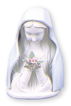 Virgin Mary Statue - 11.5cm Ceramic Blue & White Porcelain Madonna Bust Statue + LOURDES PRAYER CARD (3839) by Catholic Gift Shop Ltd von Catholic Gift Shop Ltd