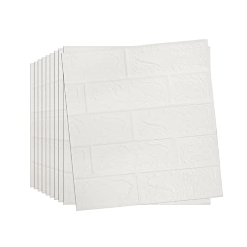 Cathpetic 10 Stück 3D Wandpaneele Selbstklebend Weiß 38×35cm,Wandpaneele Steinoptik,Ziegelmuster Wallpaper,Wasserdichte ölbeständige Wandpaneele von Cathpetic