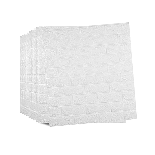 Cathpetic 10 Stück 3D Wandpaneele Selbstklebend Weiß 77×70cm,Wandpaneele Steinoptik,XPE Ziegelmuster Wallpaper,Wasserdichte ölbeständige Wandpaneele von Cathpetic