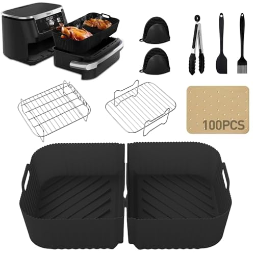 Cathpetic 10-Teiliges Dual Zone Heißluftfritteusen Zubehör Set für Ninja AF500,Luftfritteusen-Zubehör für Ninja Foodi AF500 7.6L-9.5L and Other Dual Zone Air Fryer von Cathpetic